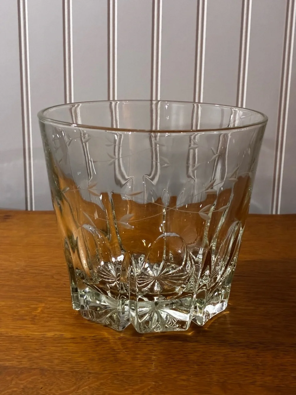 Princess House Heritage Crystal Ice Bucket Etched Floral Vintage Barware
